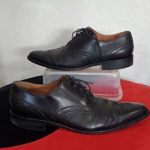 Calzoleria Coseana Lavorate A Mano Black Leather Men's Oxfords  Size 45 Or 12